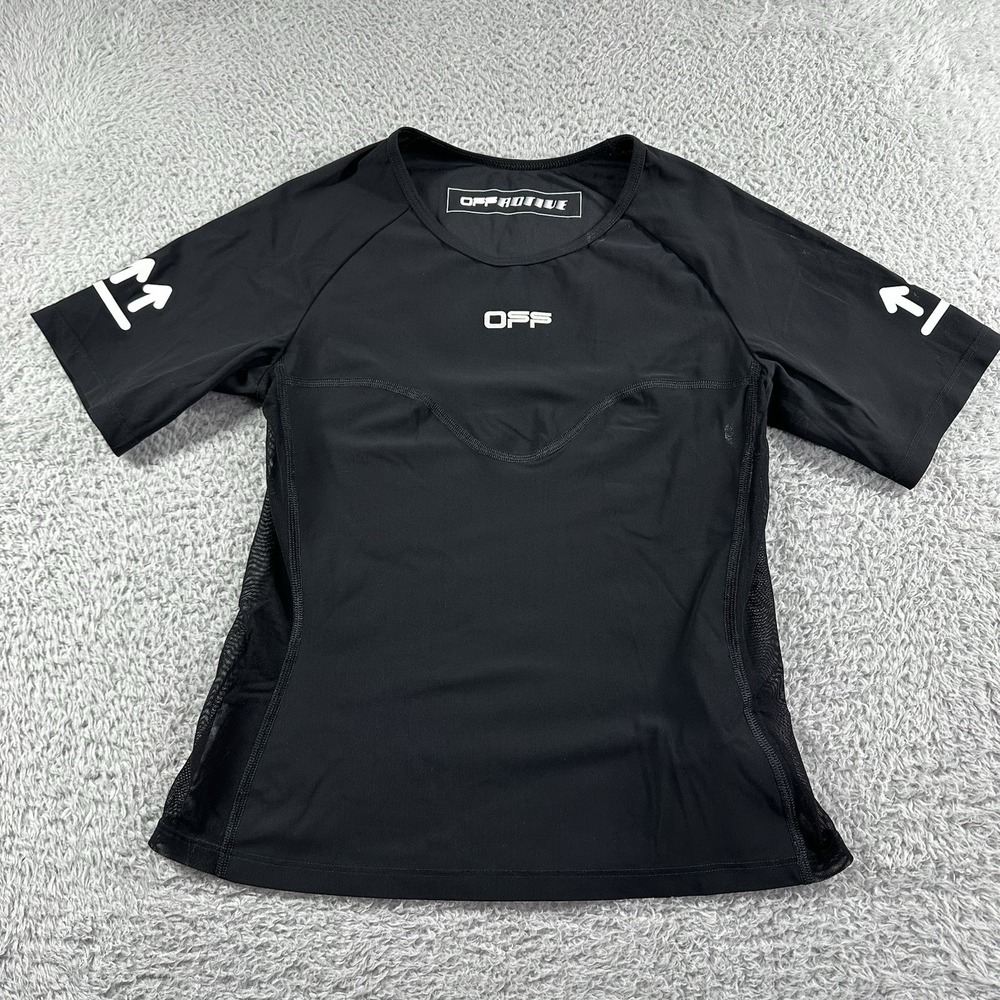 Off Active Compression Shirt Womens Small Black‎ Mesh Vents Short Sleeve Crew